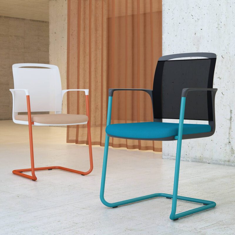 Infinity Mesh Meeting Chair on Black Cantilever Frame - Image 2