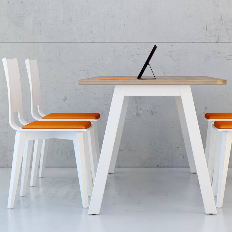 Multiply Wooden Shell Chair on Wood Legs with Seat Pad & Open Back - Image 3