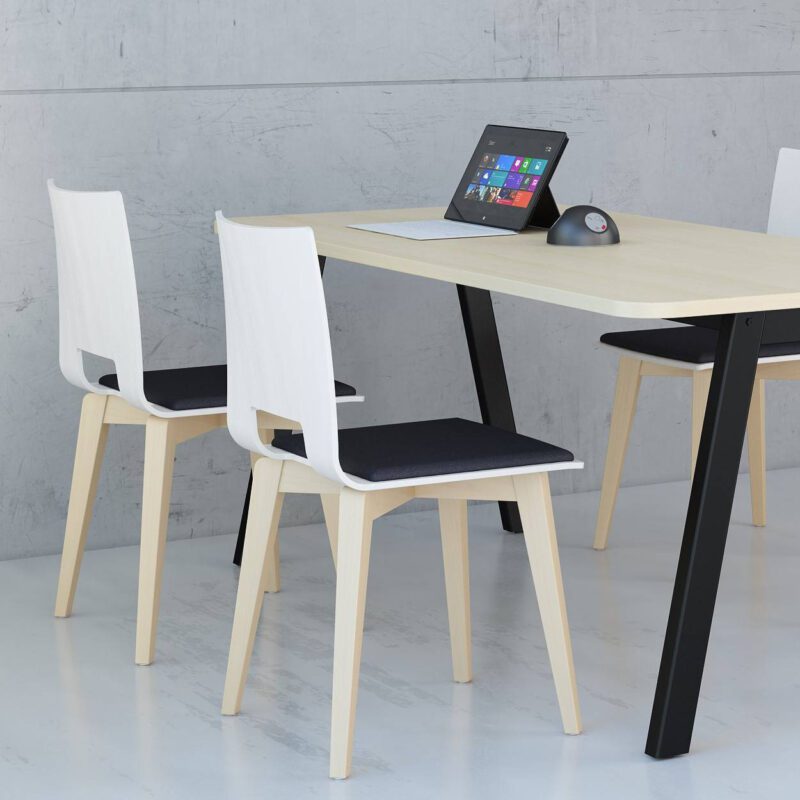 Multiply Wooden Shell Chair on Wood Legs with Seat Pad & Open Back - Image 2