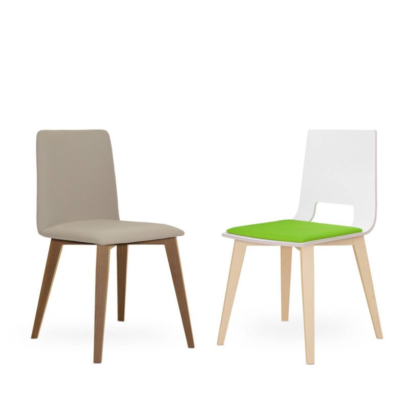 Multiply Wooden Shell Chair on Wood Legs with Seat Pad & Open Back - Image 5