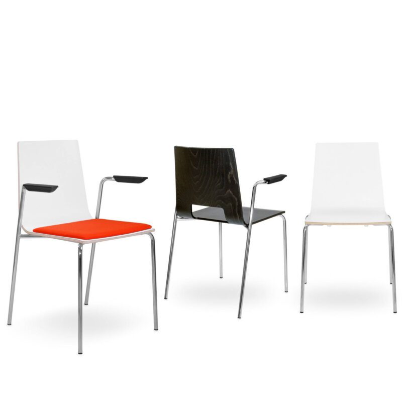 Multiply 4 Leg Wooden Shell Armchair with Seat Pad & Open Back - Image 2