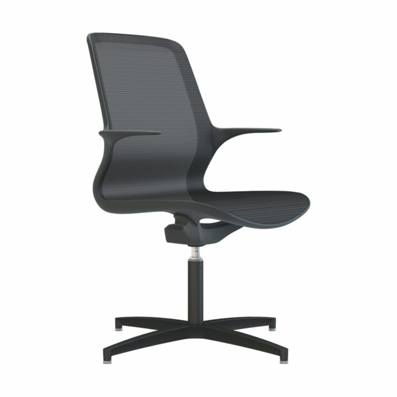 Tempo - Black Mesh Black Shell Chair - 4 Star Base - Image 2