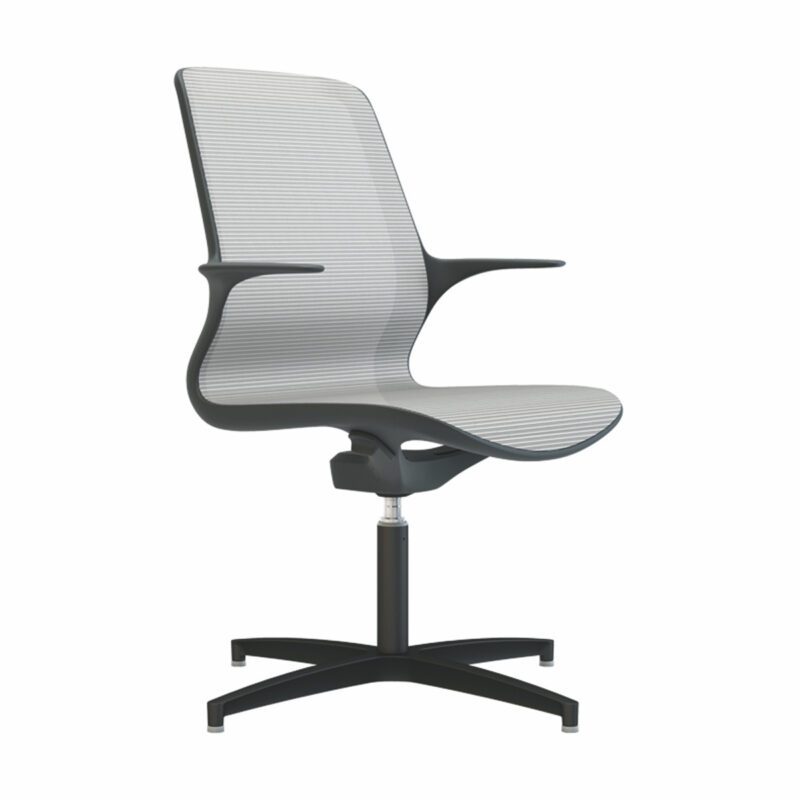 Tempo White Mesh Black Shell Chair - 4 Star Base - Image 2