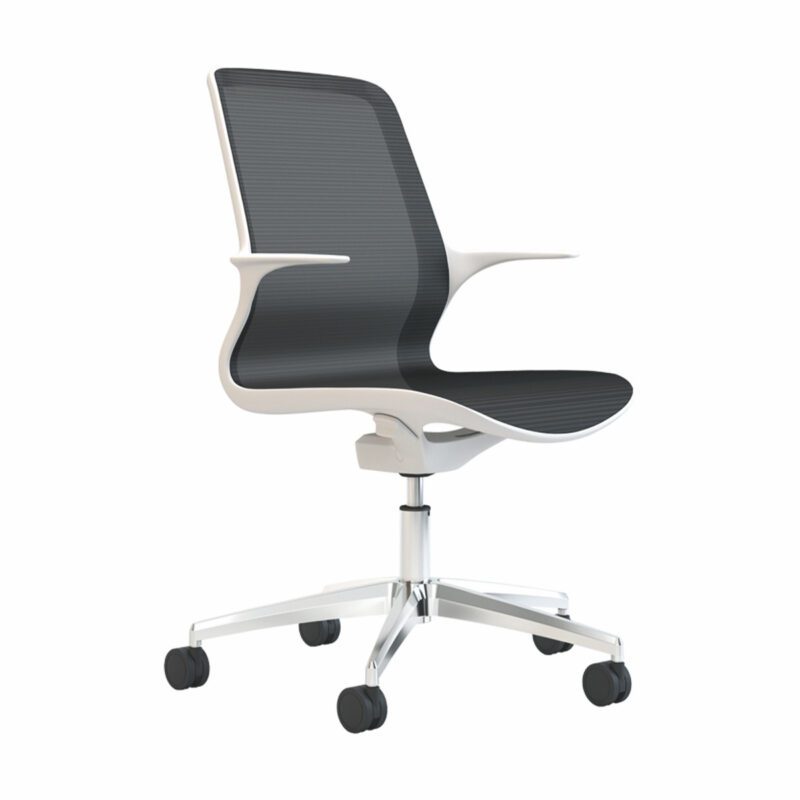 Tempo - Black Mesh White Shell Chair - Image 2