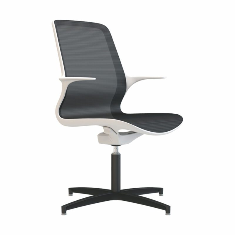 Tempo Black Mesh White Shell Chair - 4 Star Base - Image 2