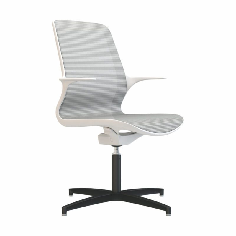 Tempo White Mesh White Shell Chair - 4 Star Base - Image 2