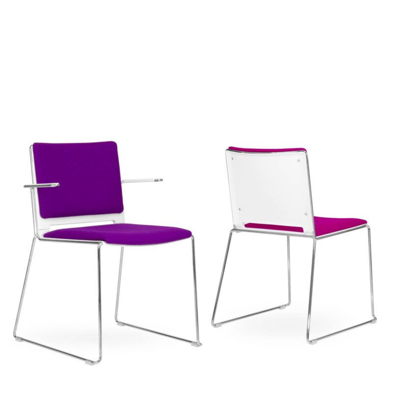 Vice Versa Sled Armchair - Plastic Shell and Upholstered Seat & Back - Image 2