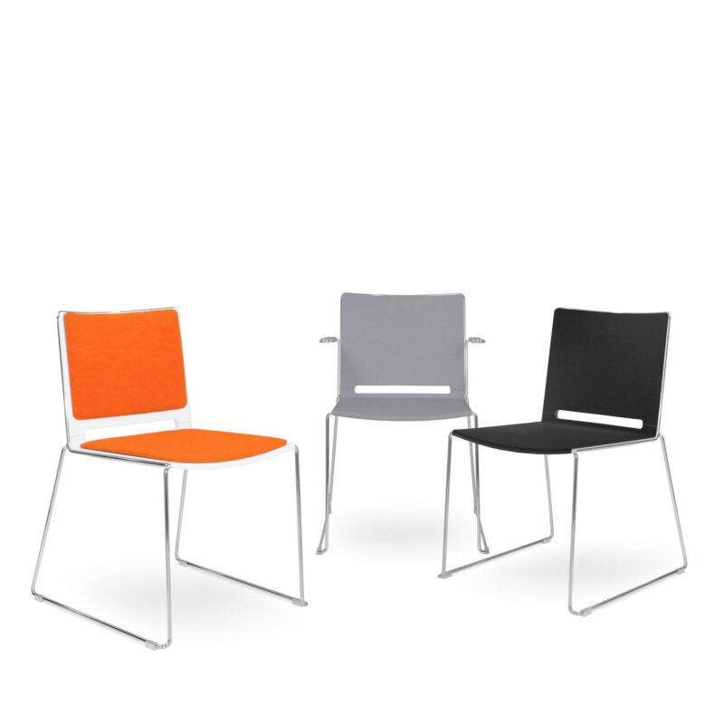 Vice Versa Sled Chair with Plastic Shell and Upholstered Seat & Back - Image 4