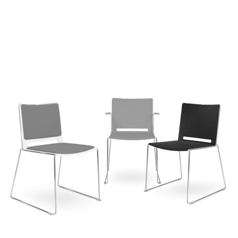 Vice Versa Sled Chair with Plastic Shell and Upholstered Seat & Back - Image 3