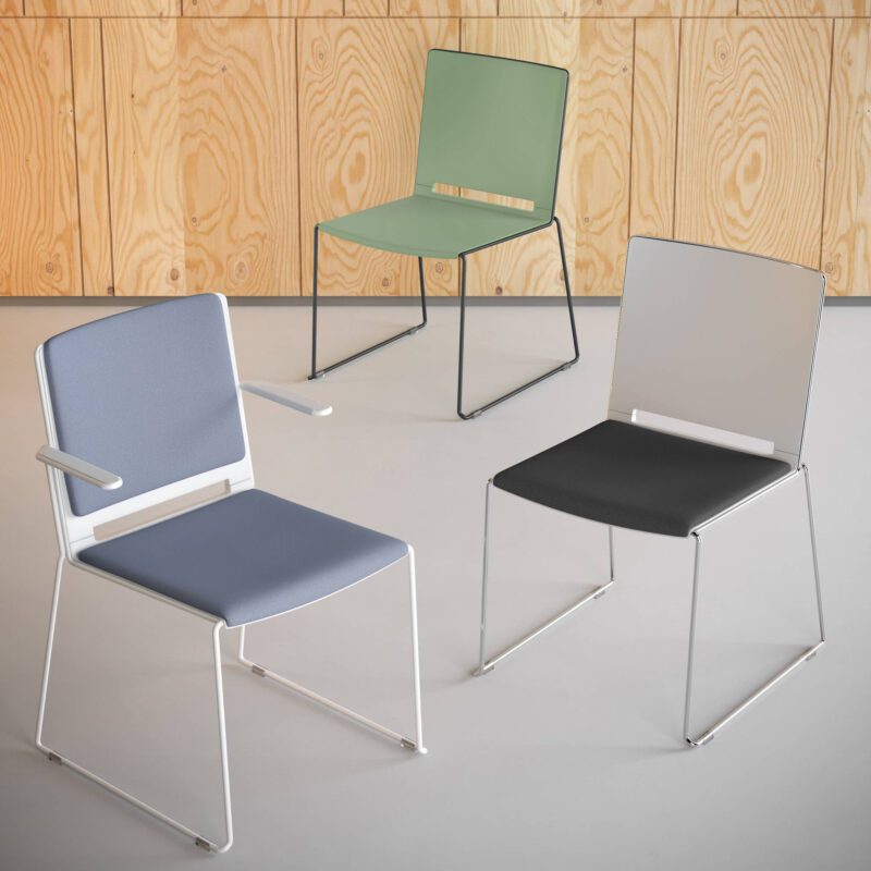 Vice Versa Sled Chair with Plastic Shell and Upholstered Seat & Back - Image 2