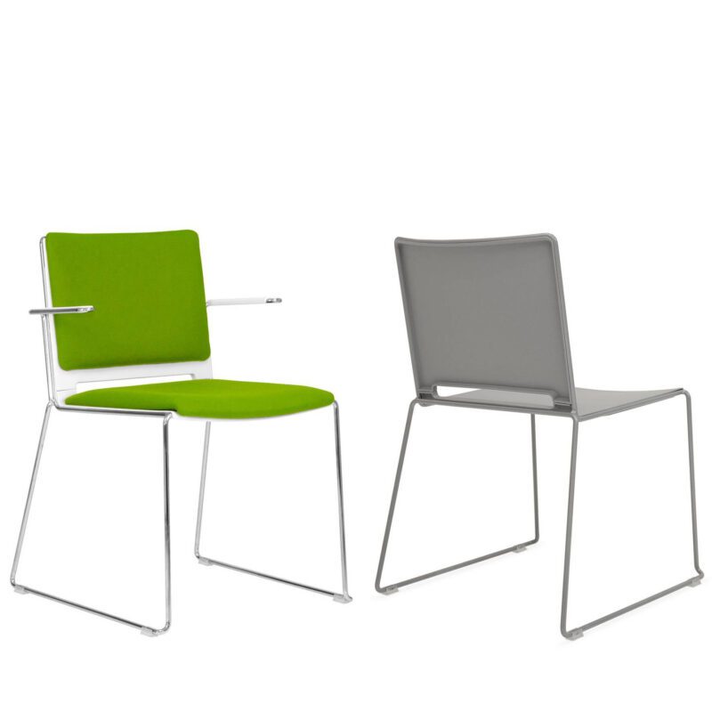 Vice Versa Sled Armchair - Plastic Shell and Upholstered Seat & Back - Image 3