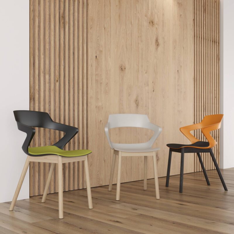 Zen Meeting Chair on 4 Legged Wooden Frame with Seat Pad