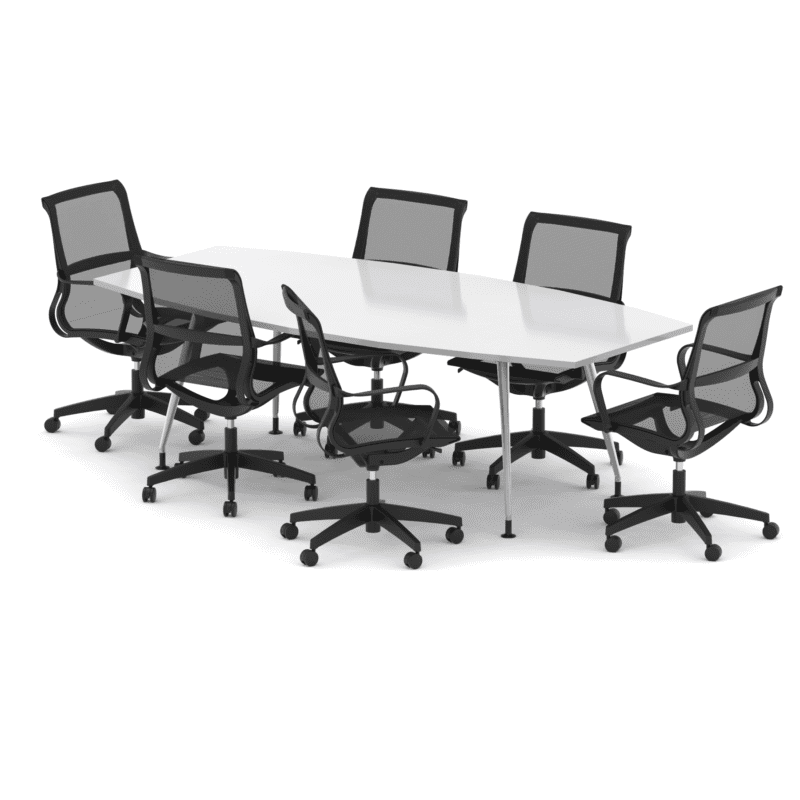 High Gloss 2400mm Writable Boardroom Table With Set Of Executive Chairs - Image 8