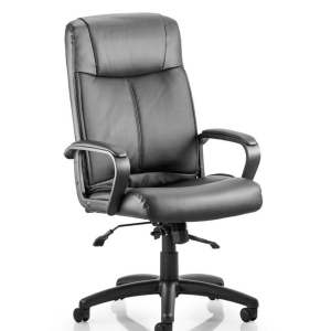 Plaza High Back Executive Black Leather Office Chair with Arms