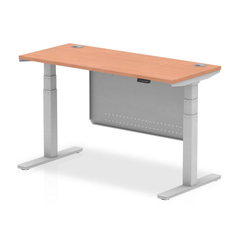 Air Height Adjustable Slimline Desk With Cable Ports With Steel Modesty Panel - Image 3