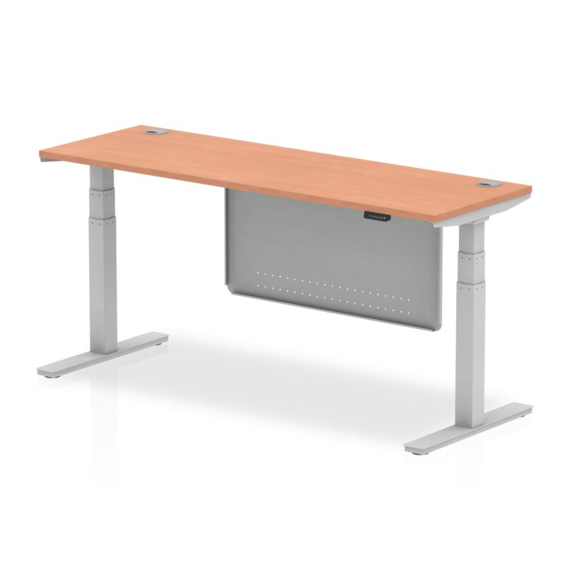 Air Height Adjustable Slimline Desk With Cable Ports With Steel Modesty Panel - Image 5
