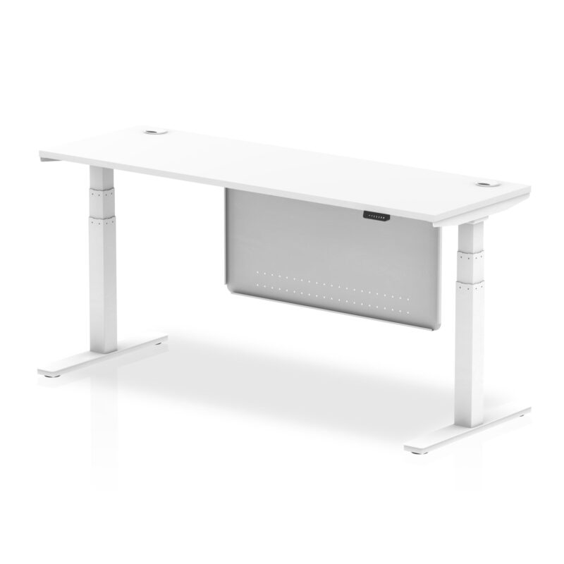 Air Height Adjustable Slimline Desk With Cable Ports With Steel Modesty Panel - Image 49