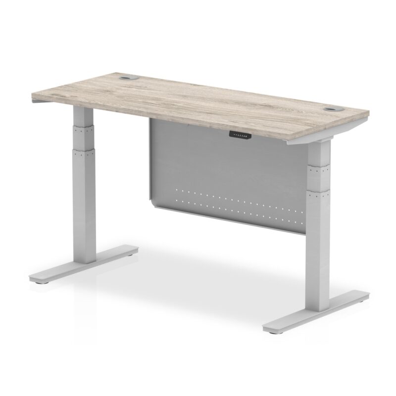 Air Height Adjustable Slimline Desk With Cable Ports With Steel Modesty Panel - Image 7
