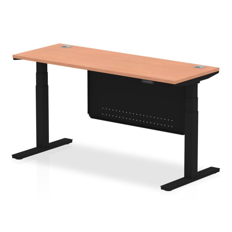 Air Height Adjustable Slimline Desk With Cable Ports With Steel Modesty Panel - Image 51