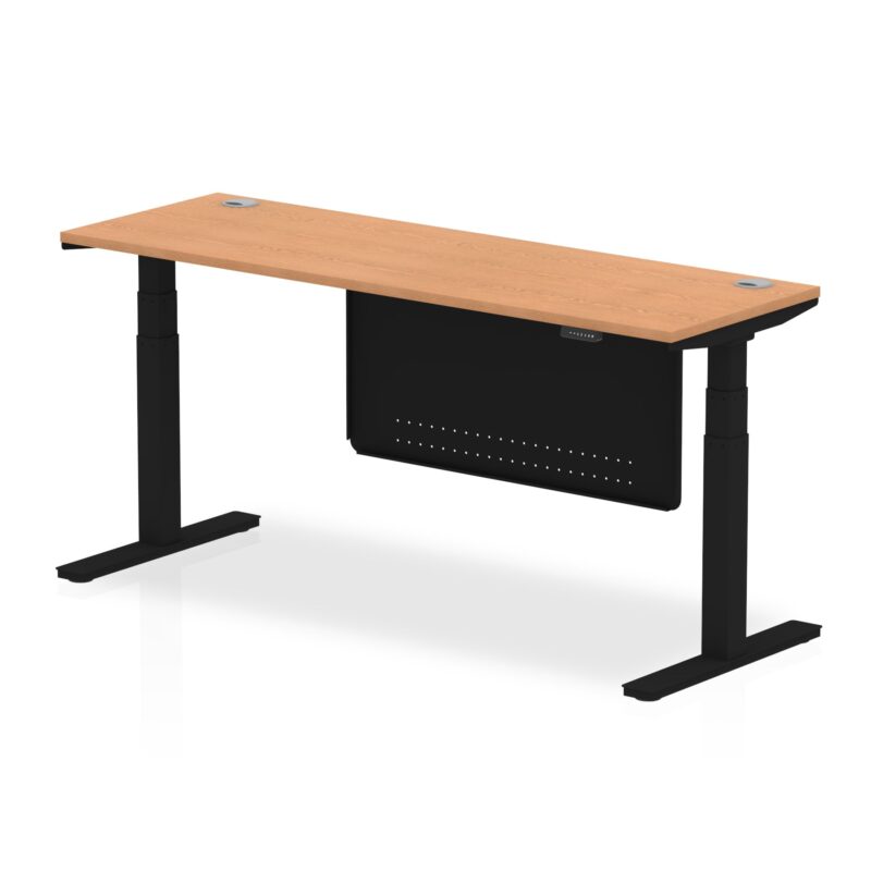 Air Height Adjustable Slimline Desk With Cable Ports With Steel Modesty Panel - Image 64
