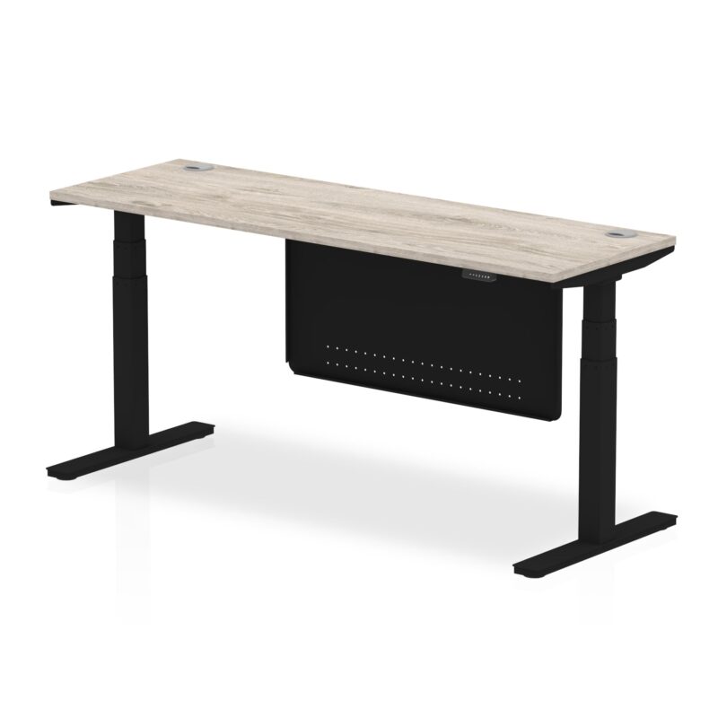 Air Height Adjustable Slimline Desk With Cable Ports With Steel Modesty Panel - Image 56