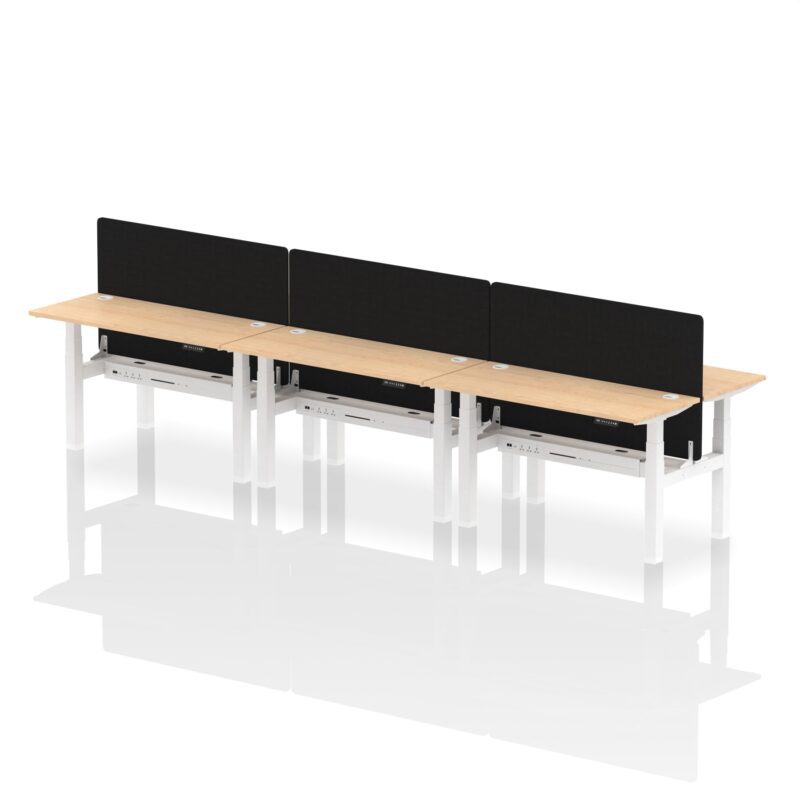 Air Back-to-Back Slimline Height Adjustable Bench Desk - 6 Person with Black Straight Screen - Image 27