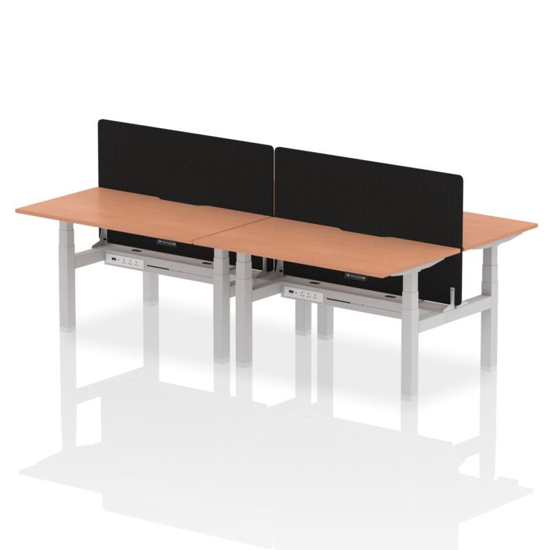 Air Back-to-Back Scalloped Edge Height Adjustable Bench Desk - 4 Person with Black Straight Screen - Image 20