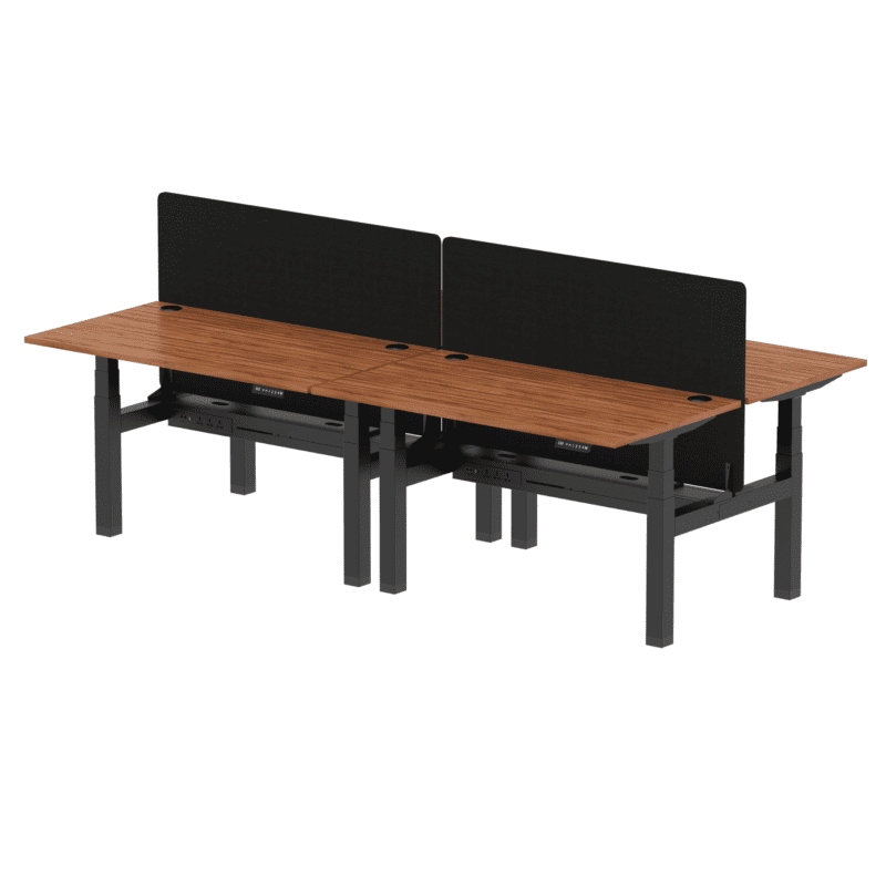 Air Back-to-Back Height Adjustable Bench Desk - 4 Person with Black Straight Screen - Image 31