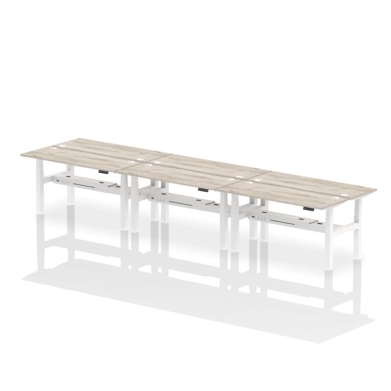 Air Back-to-Back Slimline Height Adjustable Bench Desk - 6 Person - Image 81