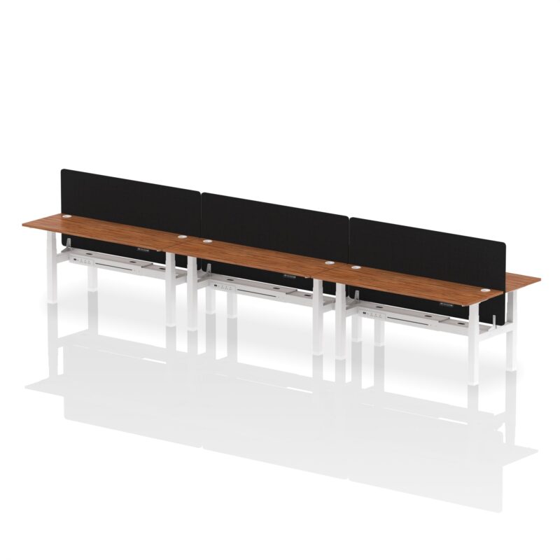 Air Back-to-Back Slimline Height Adjustable Bench Desk - 6 Person with Black Straight Screen - Image 69