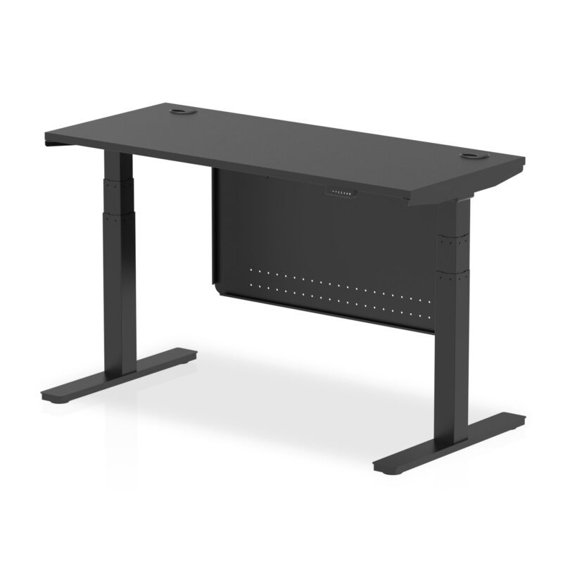Air Height Adjustable Slimline Desk With Cable Ports With Steel Modesty Panel - Image 76