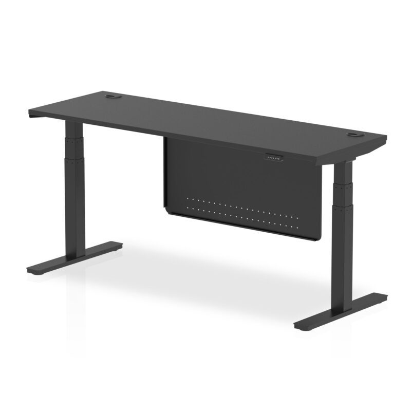 Air Height Adjustable Slimline Desk With Cable Ports With Steel Modesty Panel - Image 82