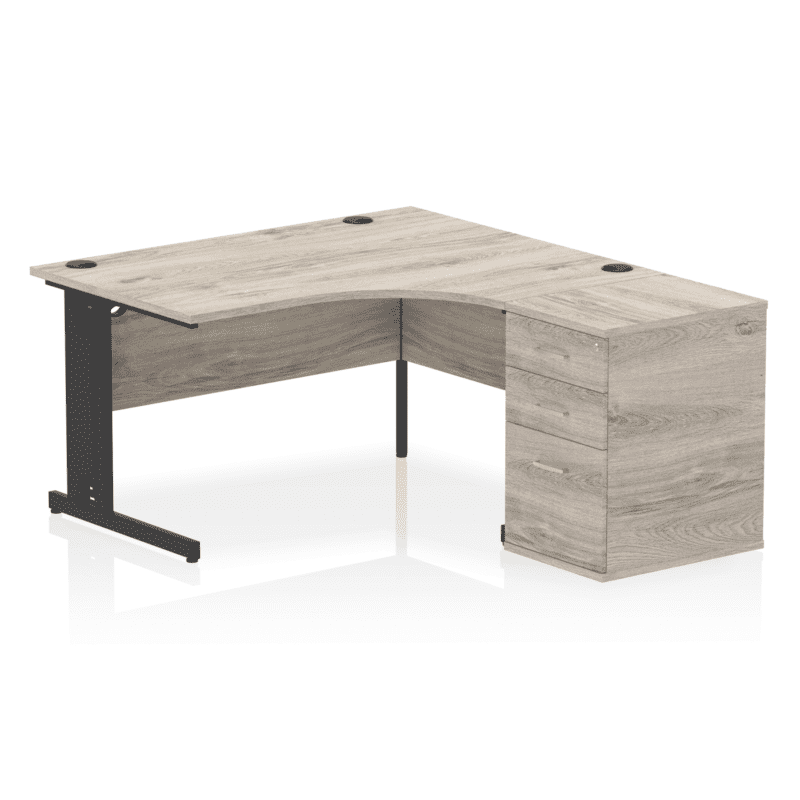 Impulse 1400mm Cable Managed Right Crescent Desk Workstation - Image 2