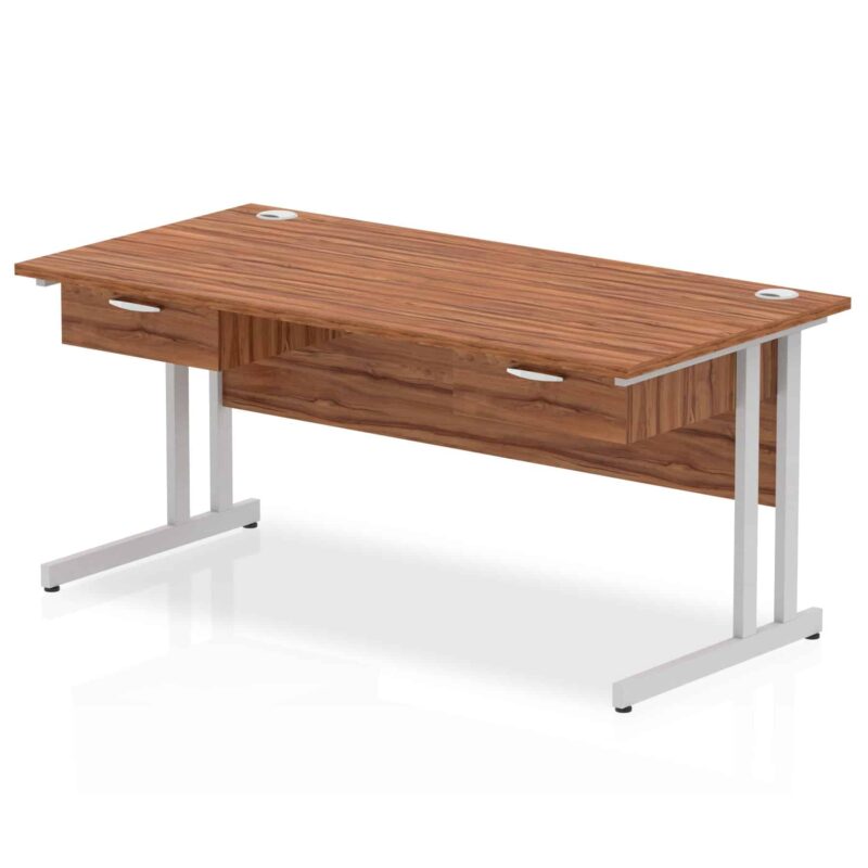 Impulse Cantilever Straight Desk Silver Frame With Two One Drawer Fixed Pedestals - Image 7