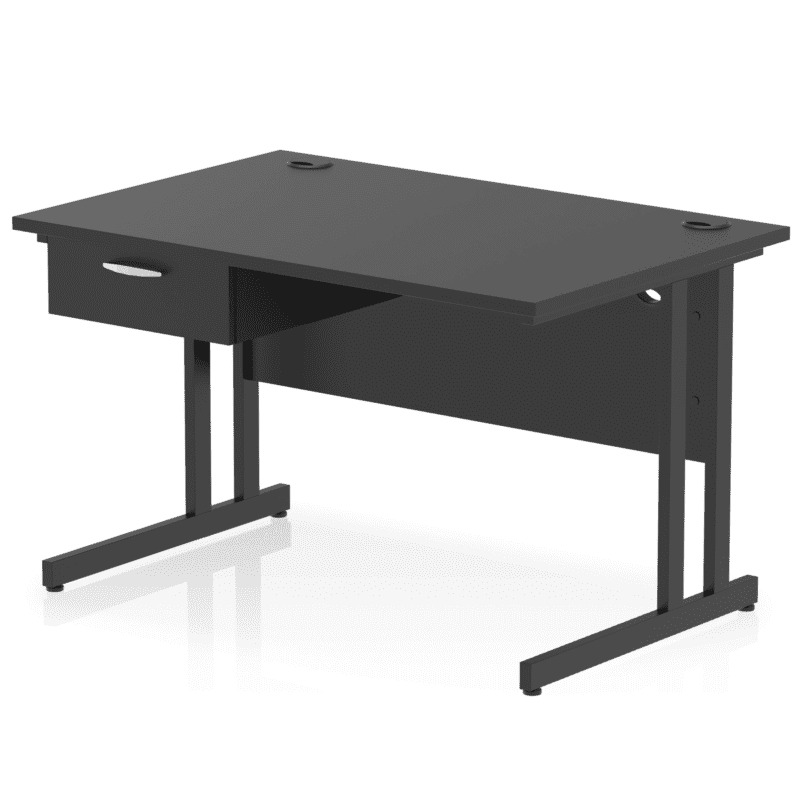 Impulse Cantilever Straight Desk Black Frame With Single One Drawer Fixed Pedestal - Image 28