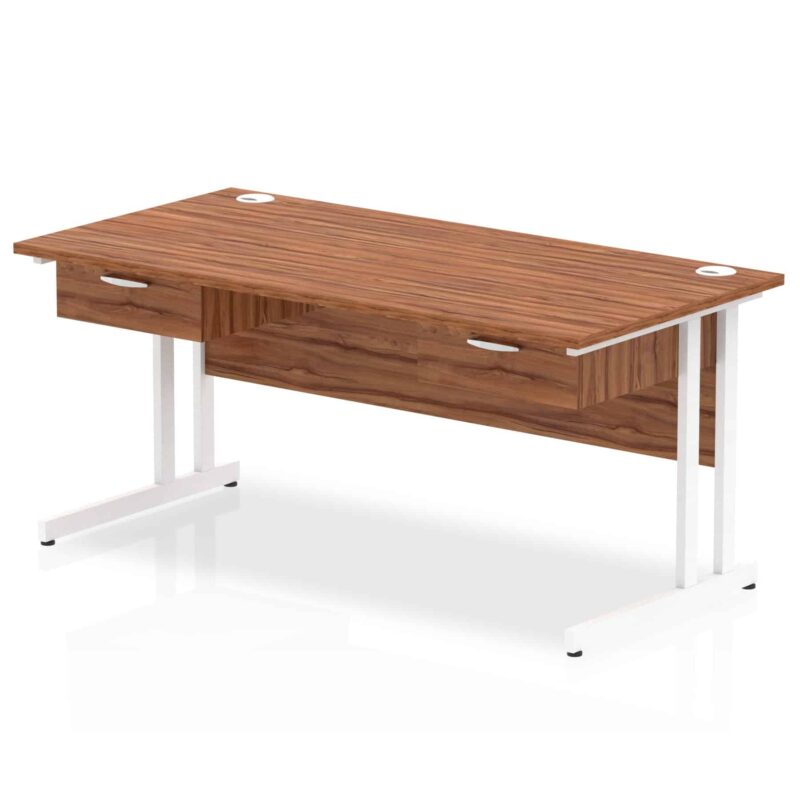 Impulse Cantilever Straight Desk White Frame With Two One Drawer Fixed Pedestals - Image 7