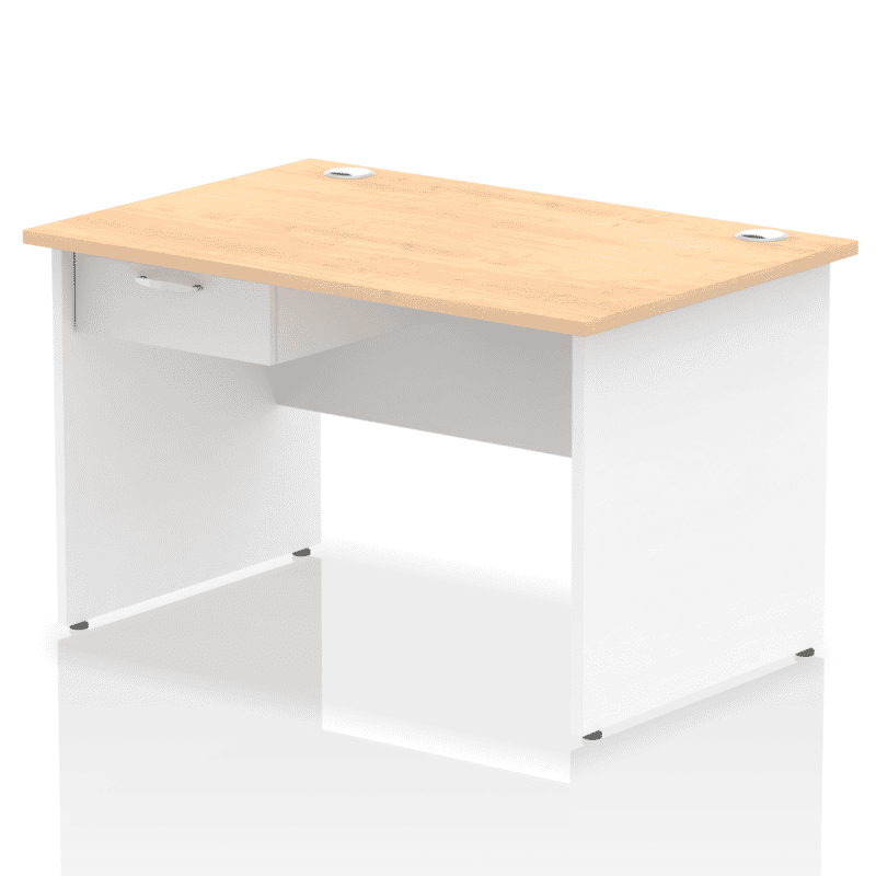 Impulse Panel End Straight Desk Frame With Single One Drawer Fixed Pedestal - Image 32
