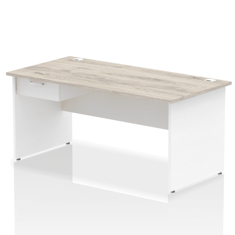 Impulse Panel End Straight Desk Frame With Single One Drawer Fixed Pedestal - Image 43