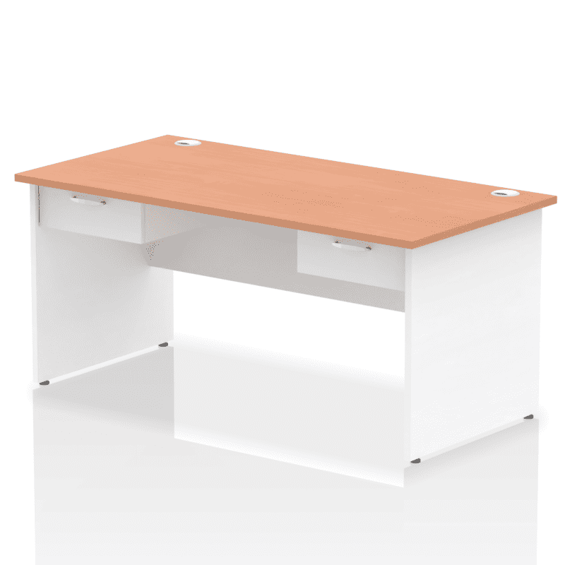 Impulse Panel End Straight Desk Frame With Two One Drawer Fixed Pedestals - Image 14