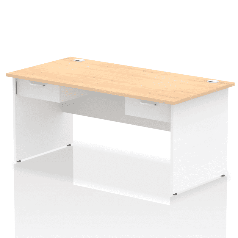 Impulse Panel End Straight Desk Frame With Two One Drawer Fixed Pedestals - Image 26