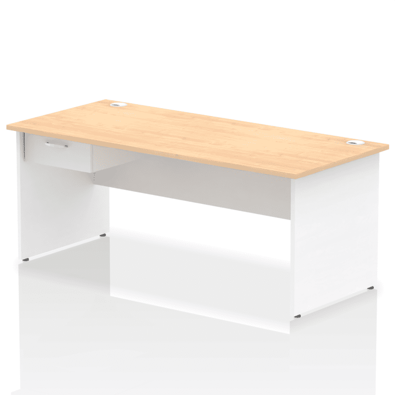 Impulse Panel End Straight Desk Frame With Single One Drawer Fixed Pedestal - Image 50