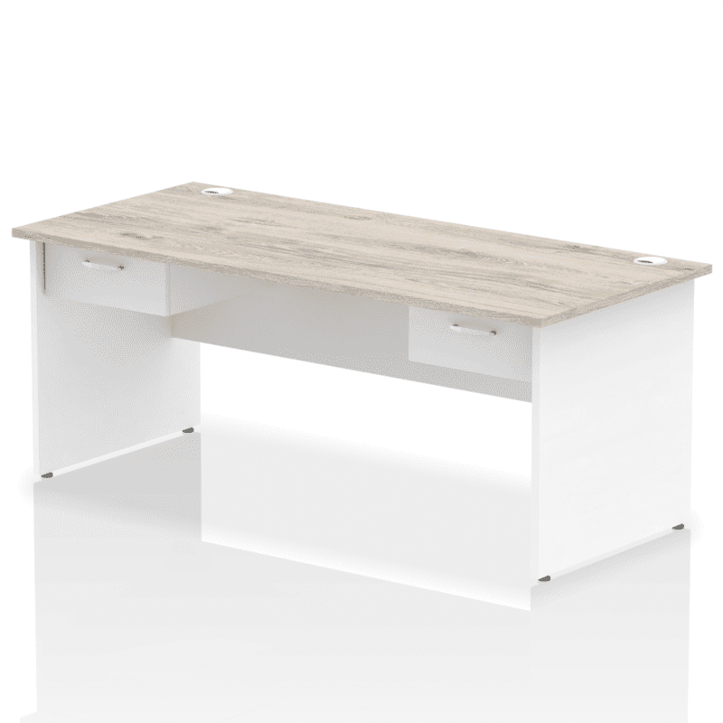Impulse Panel End Straight Desk Frame With Two One Drawer Fixed Pedestals - Image 21