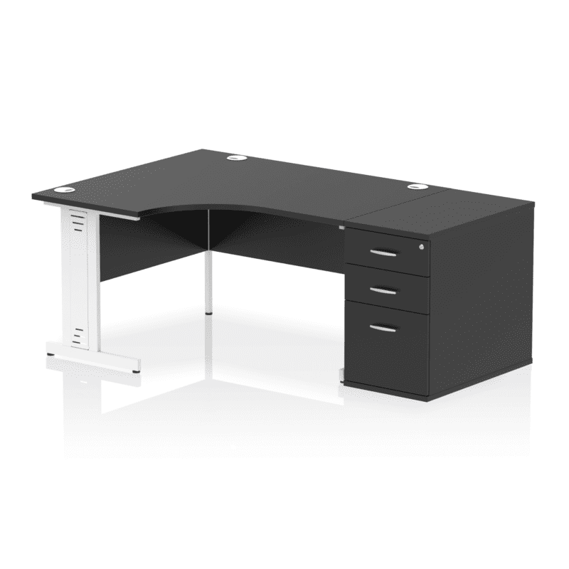Impulse 1400mm Cable Managed Left Crescent Desk Workstation - Image 42