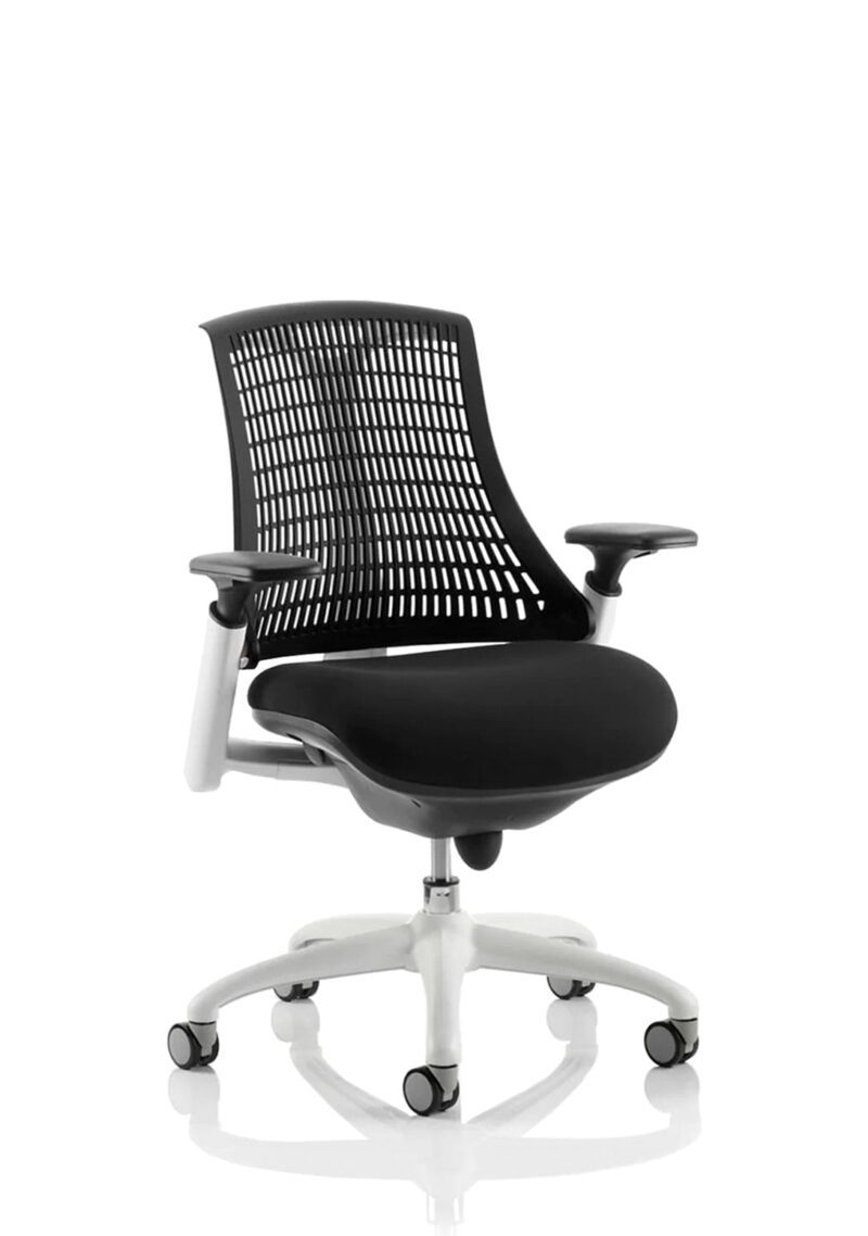 Flex Medium Back White Frame Task Operator Office Chair with Arms - Image 9