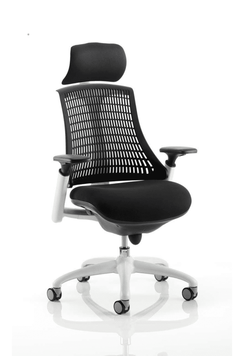 Flex Medium Back White Frame Task Operator Office Chair with Arms - Image 2