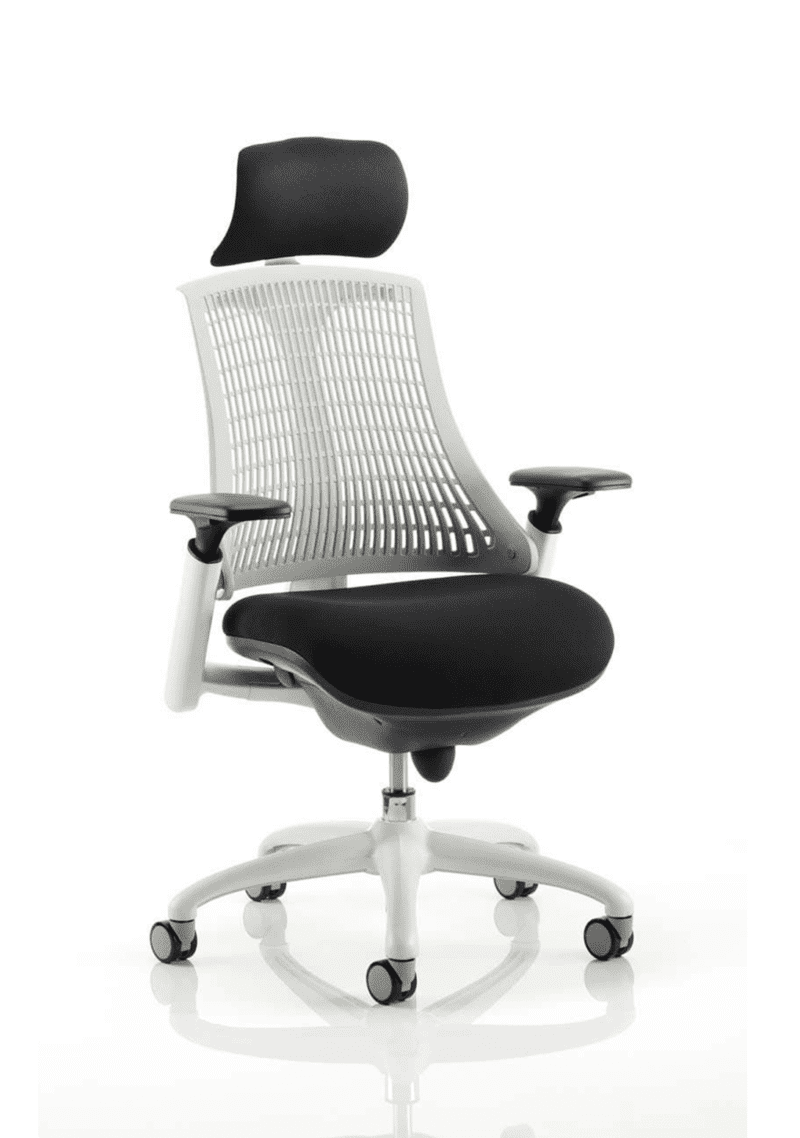 Flex Medium Back White Frame Task Operator Office Chair with Arms - Image 3