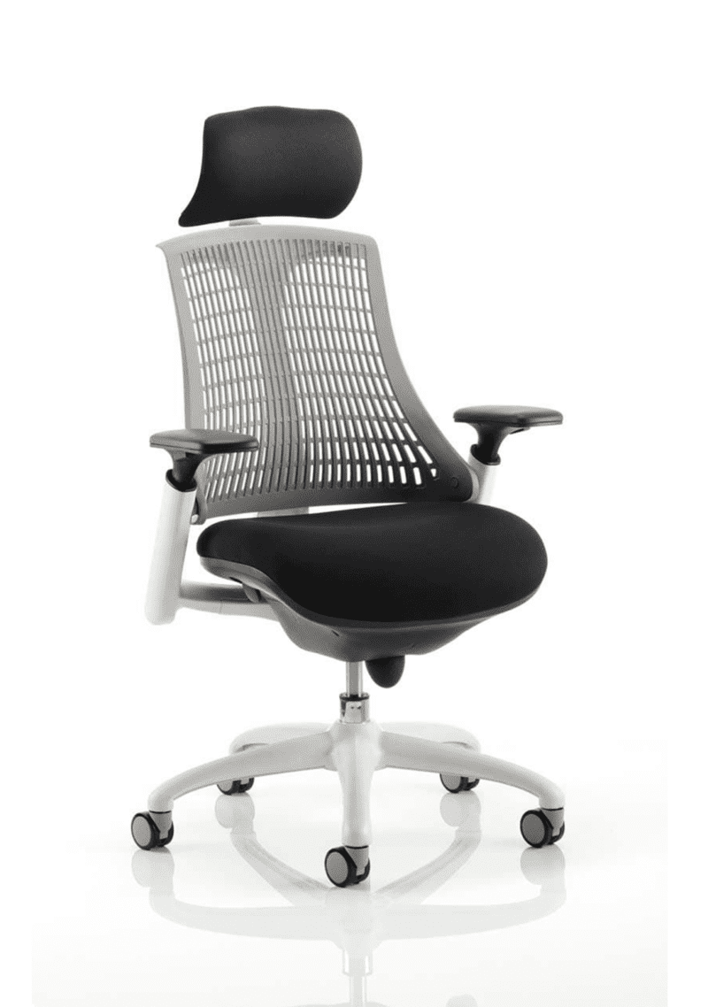 Flex Medium Back White Frame Task Operator Office Chair with Arms - Image 8