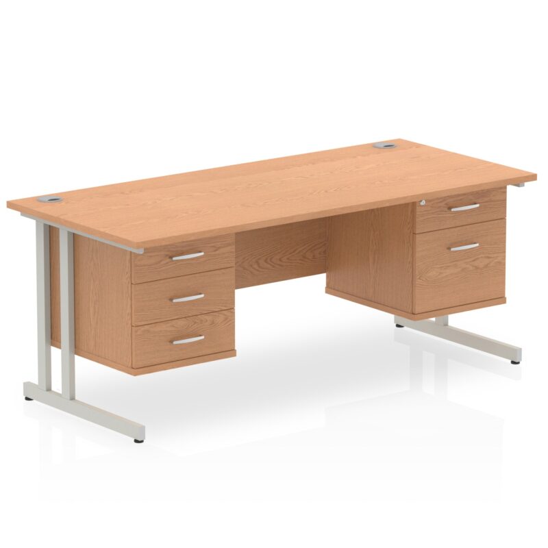 Impulse 1600mm Cantilever Straight Desk With Two Fixed Pedestal - Image 28