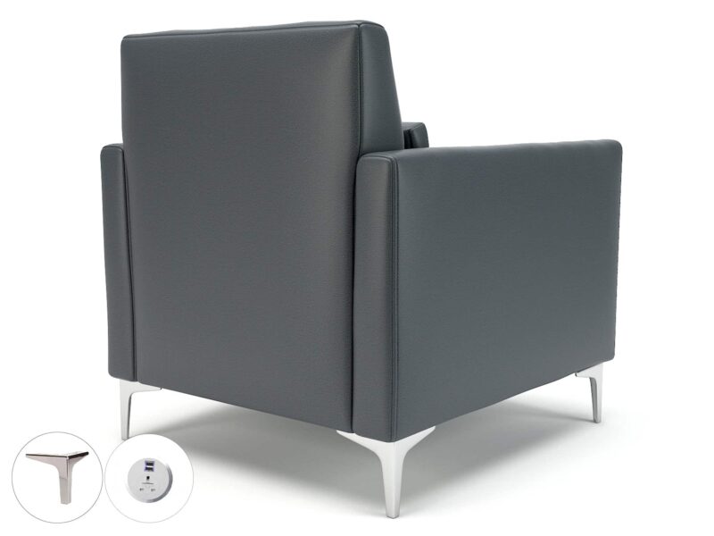 Roselle 90cm Wide Armchair in Cristina Marrone Ultima Faux Leather with Socket - Image 3