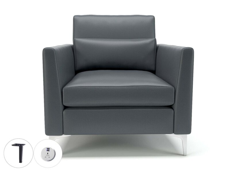 Roselle 90cm Wide Armchair in Cristina Marrone Ultima Faux Leather with Socket - Image 5